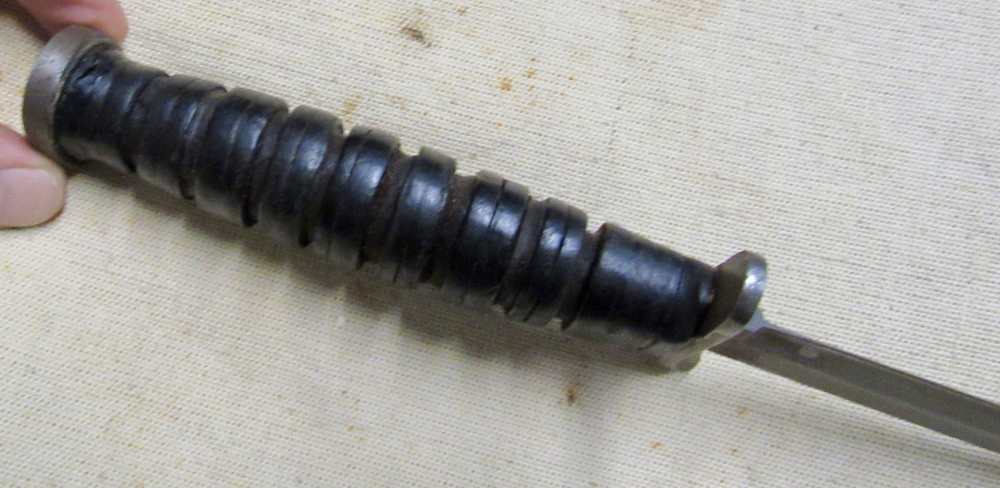 Original Early WWII M3 PAL Blade Marked Fighting Knife W/ Leather Scabbard-img-8