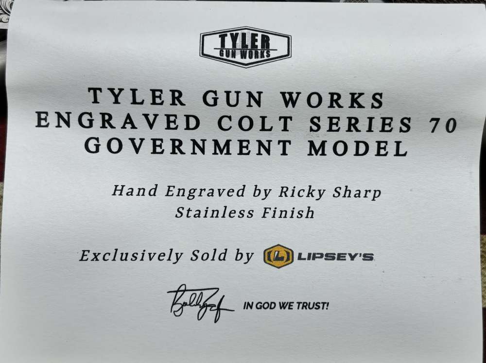 Stunning Colt .45acp Hand Engraved 1911 5" Tyler Gunworks COO1911CSSENTGW-img-7