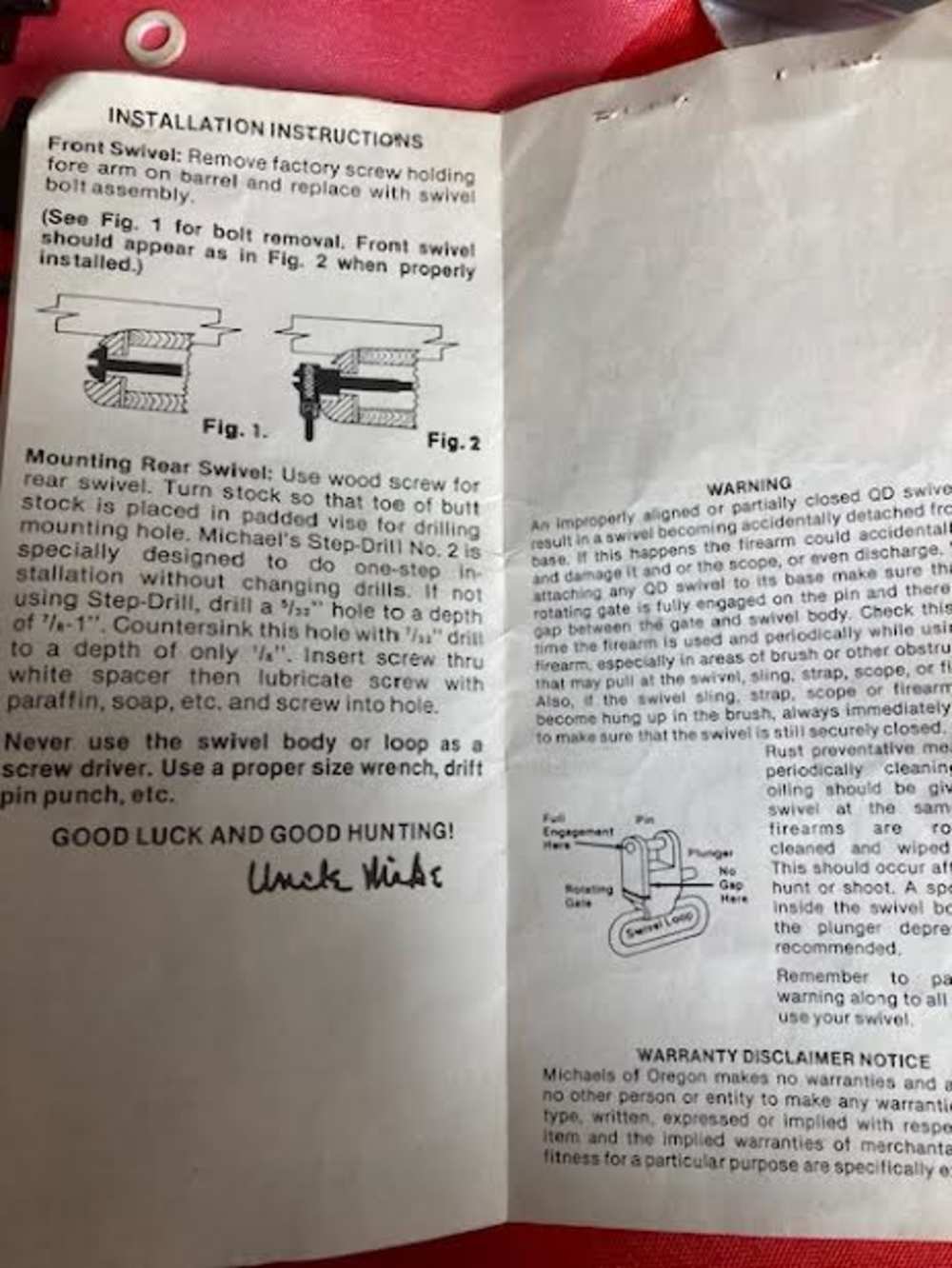 Uncle Mikes  Remington BDL sling swivel kit . NOS good condition-img-2