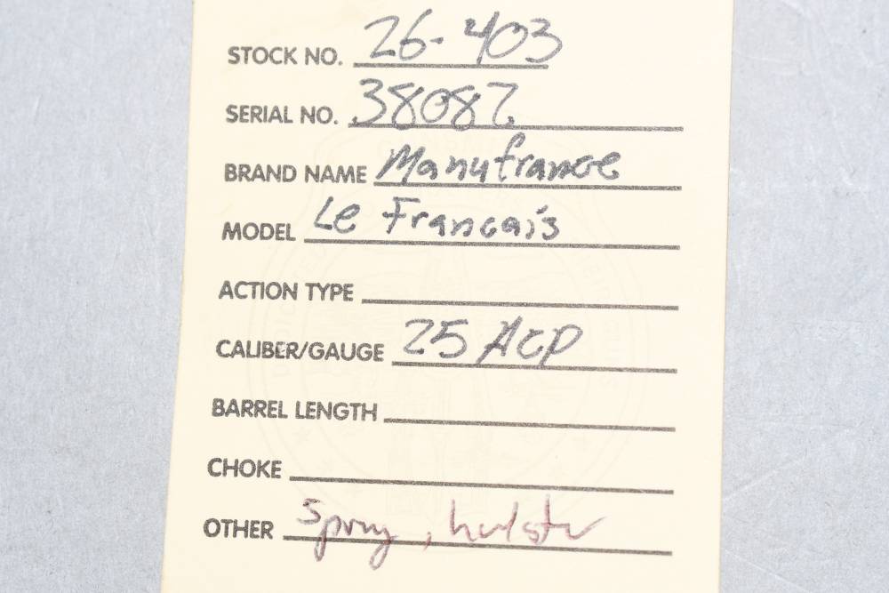 French Manufrance Le Francais Semi Auto Pistol 25 ACP 6.35mm C&R READ-img-1