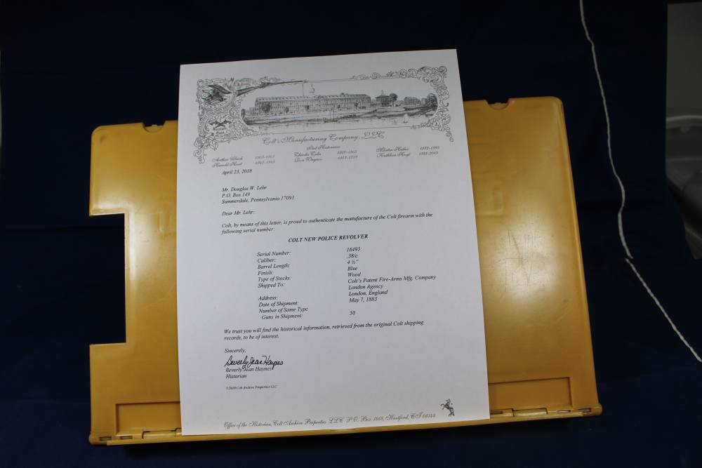 Colt New Police 38 "Cop and Thug" Letter shipped 1883 to London antique-img-45