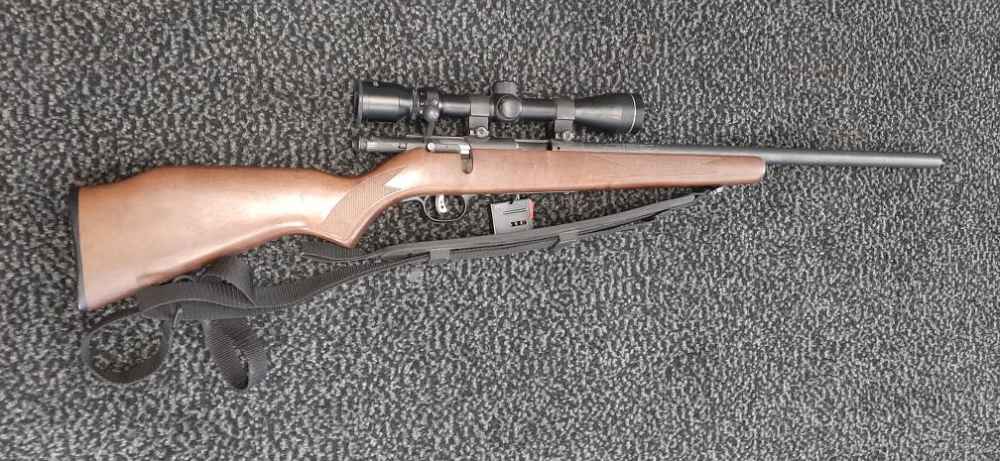 SAVAGE ARMS RIFLE 93R17 WOOD STOCK MAG & SLING-img-0