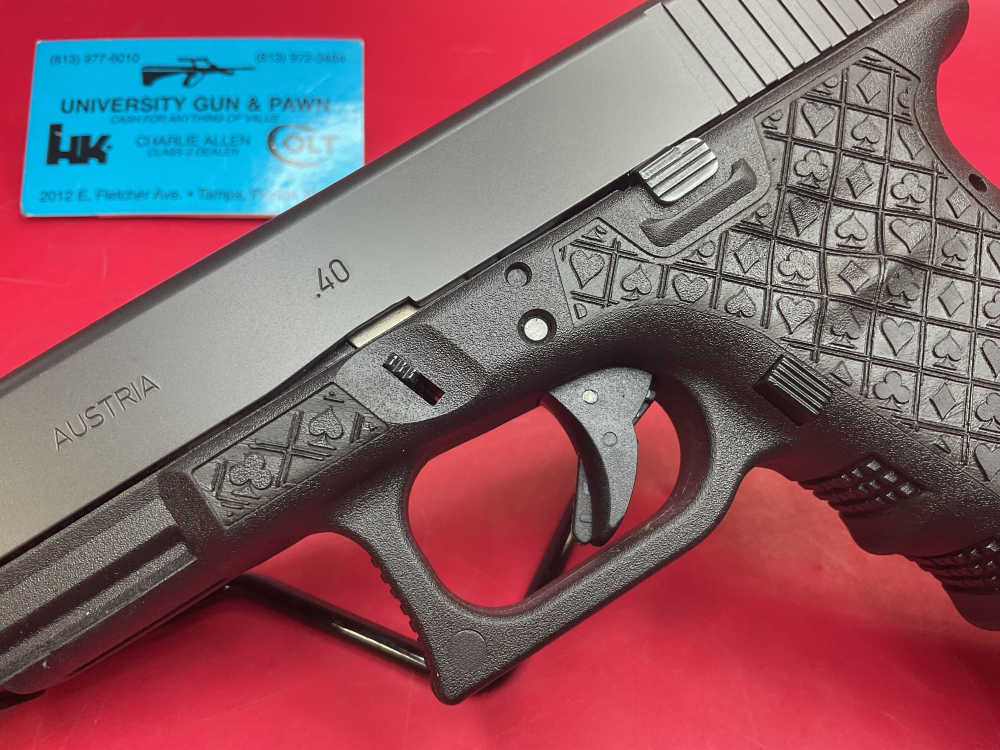 Custom Glock 22 Gen 3 .40 S&W 4.5” - Laser Engraved Ace of Spades - Skull-img-4