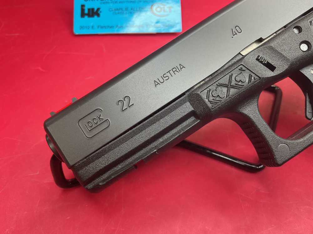 Custom Glock 22 Gen 3 .40 S&W 4.5” - Laser Engraved Ace of Spades - Skull-img-5