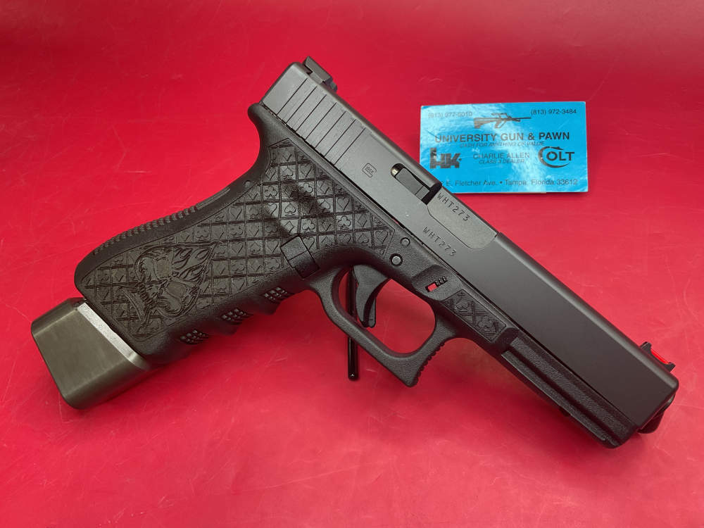 Custom Glock 22 Gen 3 .40 S&W 4.5” - Laser Engraved Ace of Spades - Skull-img-14