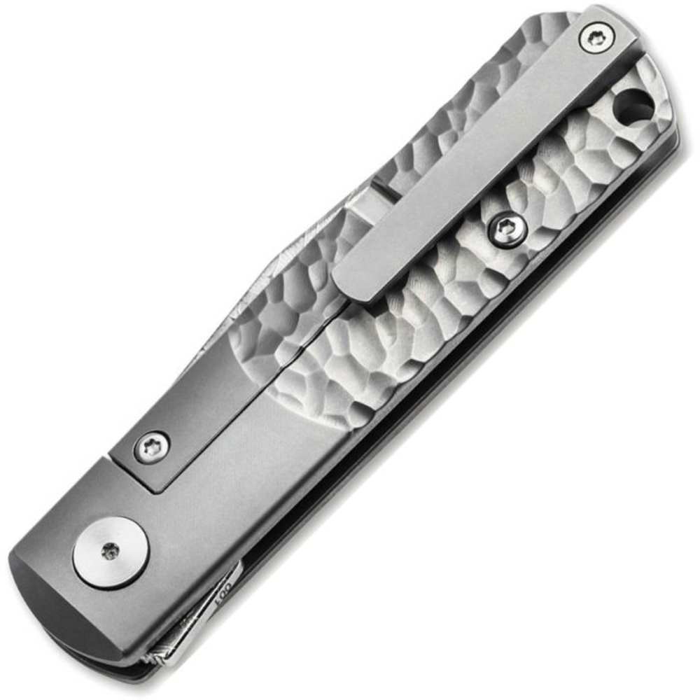 Boker Meteorite Damascus Chad Nichols Genuine Meteor Blade Titanium Handle -img-1