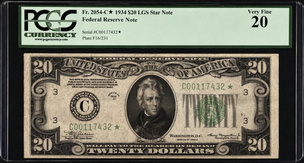 1934 $20 Federal Reserve Note w/ Andrew Jackson Graded-img-0