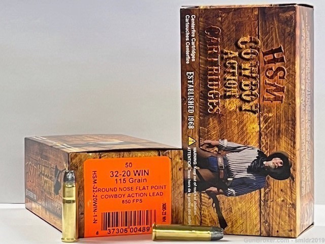 100 Rounds HSM 32-20 Win. 115gr RNFP Factory New!-img-1