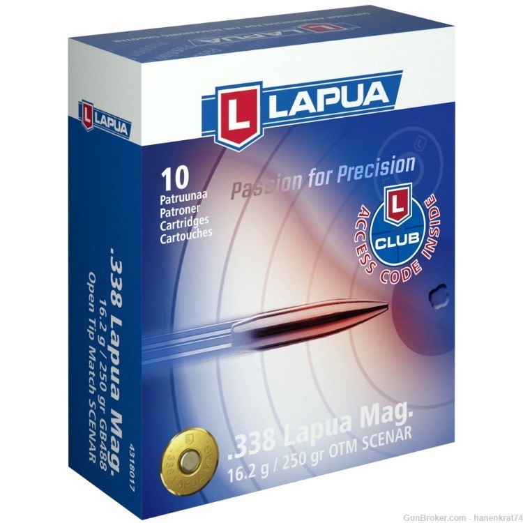 Lapua, Scenar, 338 Lapua, 250Gr, Open Tip Match, 10 Round Box-img-0