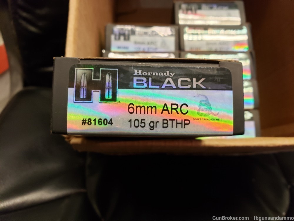 IN STOCK! NEW 200 ROUNDS HORNADY BLACK 6MM ARC 105 GR BTHP BOAT TAIL HP-img-3