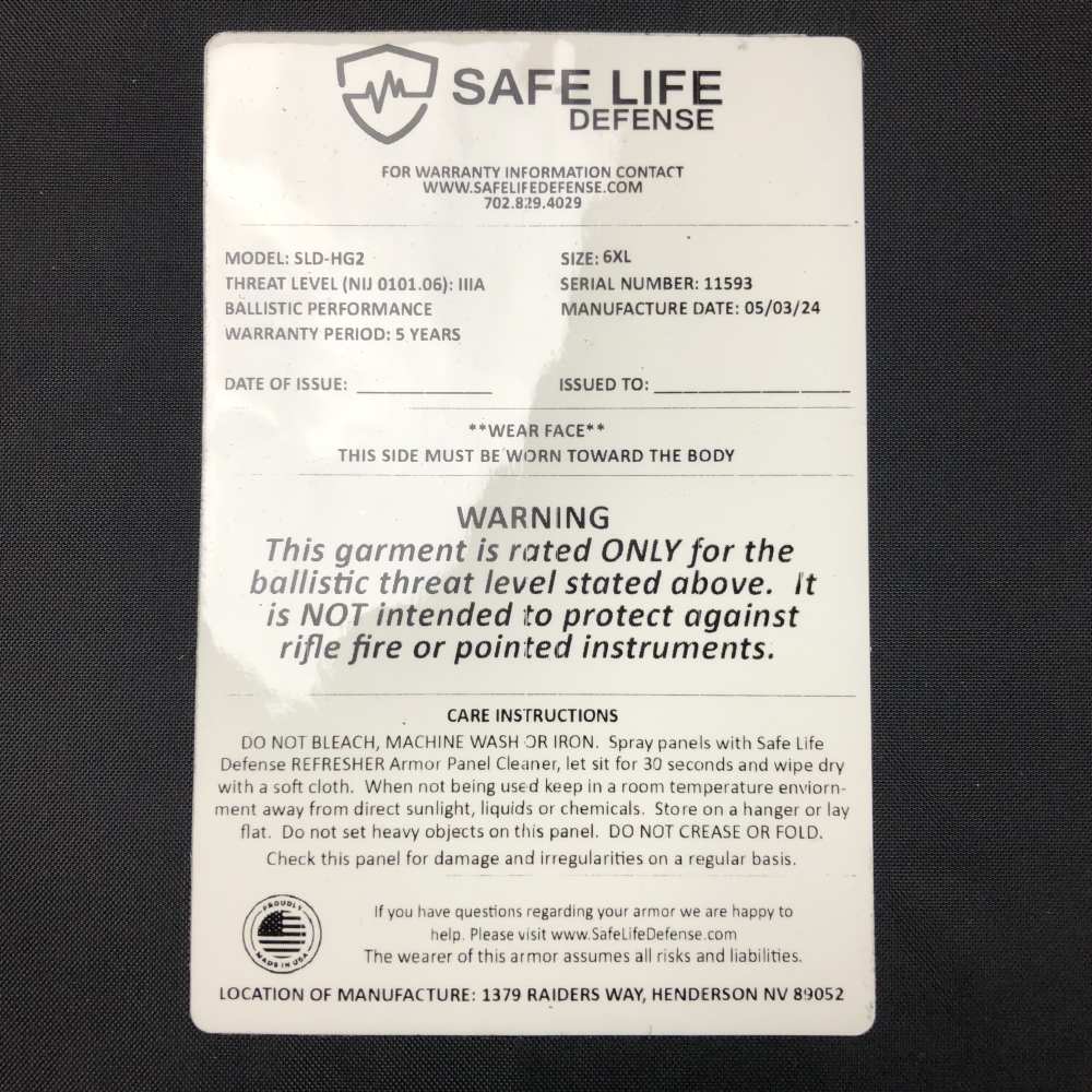 Safe Life Defense 6XL Tactical Uniform Multi-Threat Soft Armor IIIA/HG2-img-4