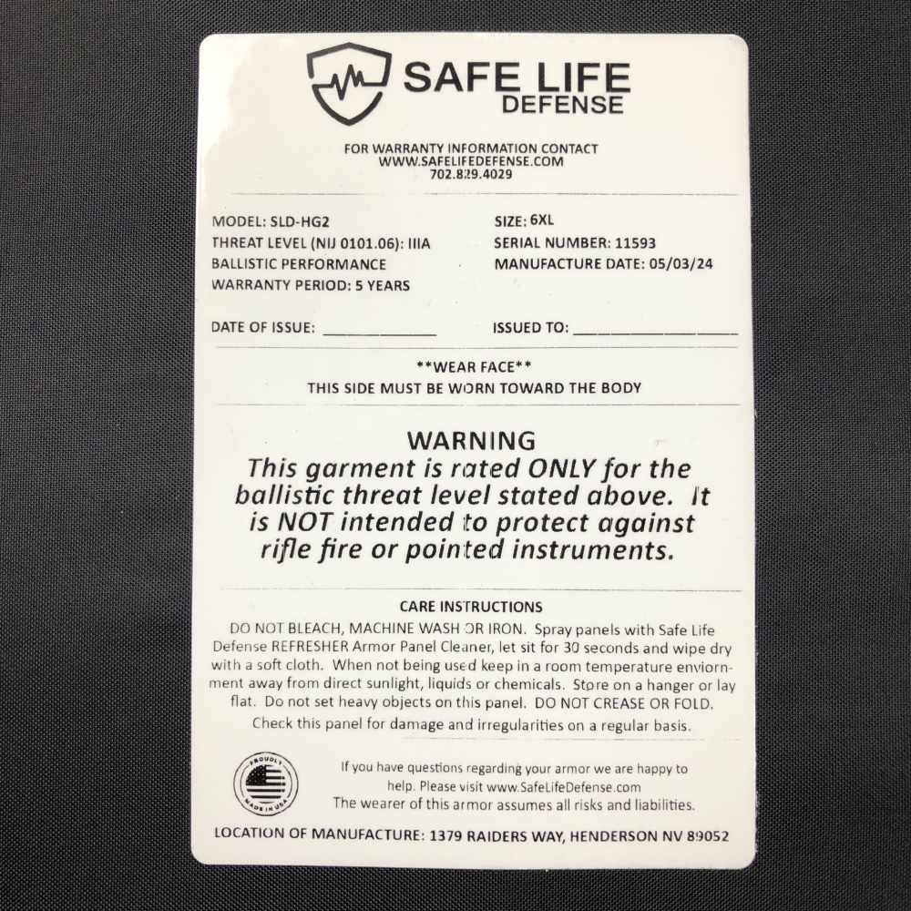 Safe Life Defense 6XL Tactical Uniform Multi-Threat Soft Armor IIIA/HG2-img-5