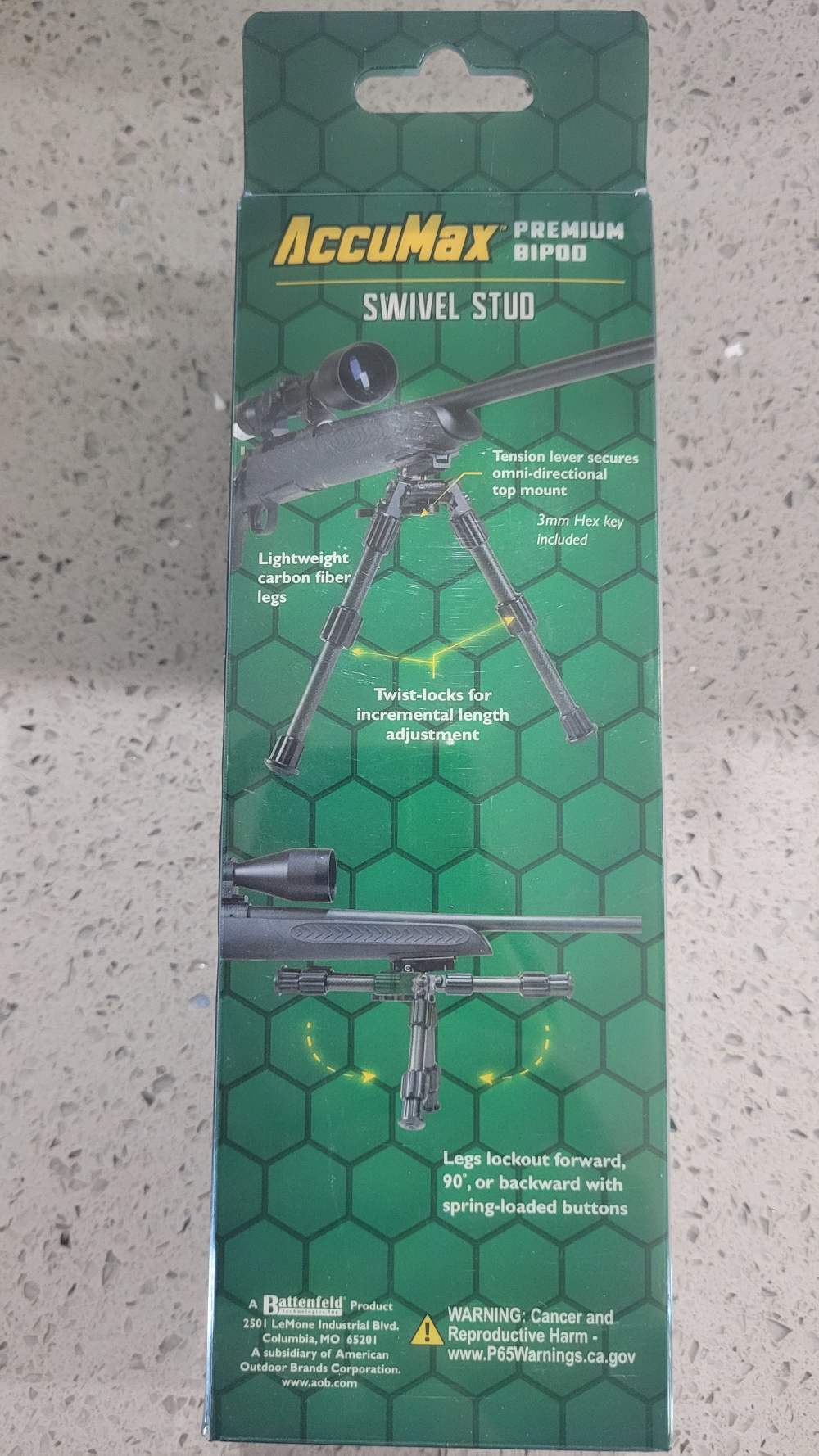 Caldwell AccuMax 6-9" Carbon Fiber Bipod, New-in-box-img-2