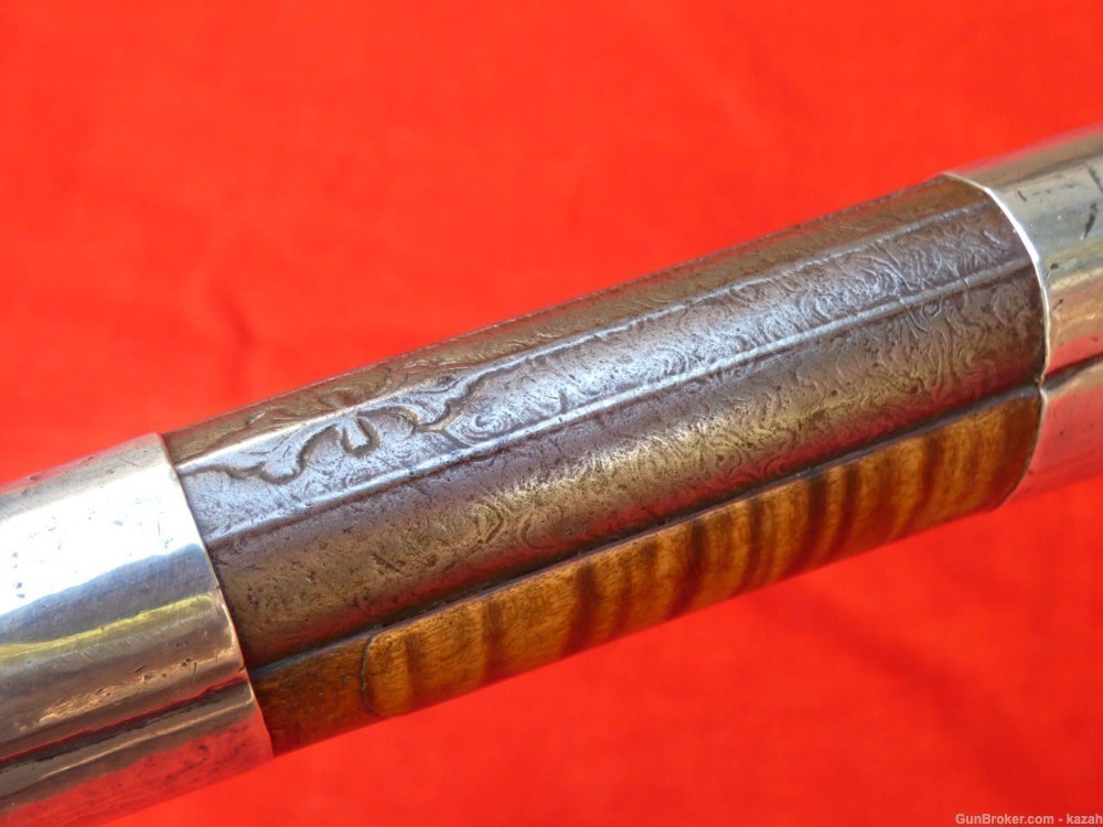 FINEST ANTIQUE PERSIAN FLINTLOCK PISTOL DAMASCUS BARREL Middle Eastern -img-11