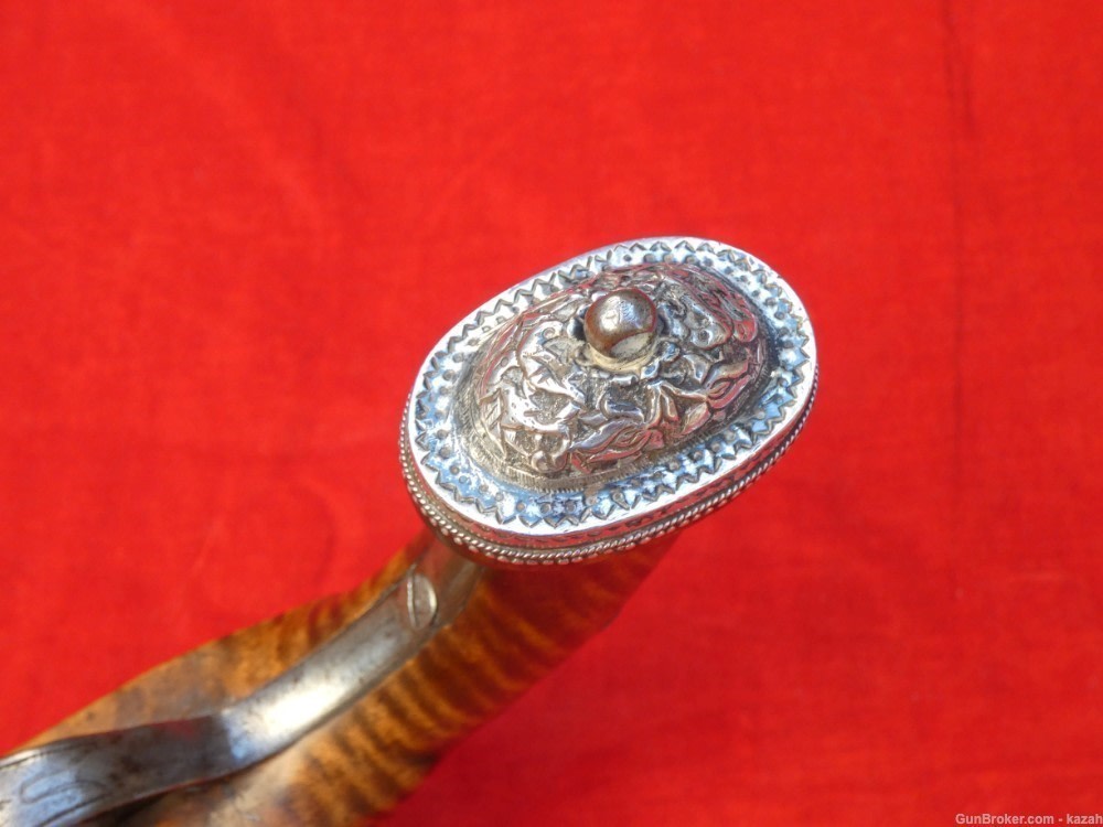 FINEST ANTIQUE PERSIAN FLINTLOCK PISTOL DAMASCUS BARREL Middle Eastern -img-22
