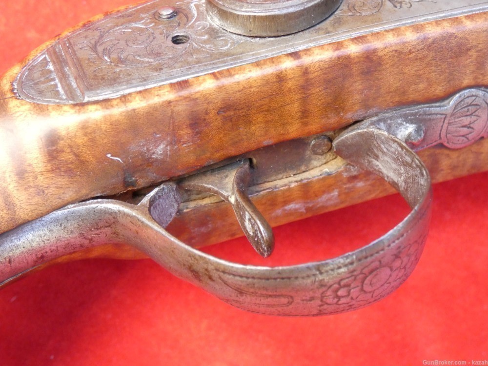 FINEST ANTIQUE PERSIAN FLINTLOCK PISTOL DAMASCUS BARREL Middle Eastern -img-33