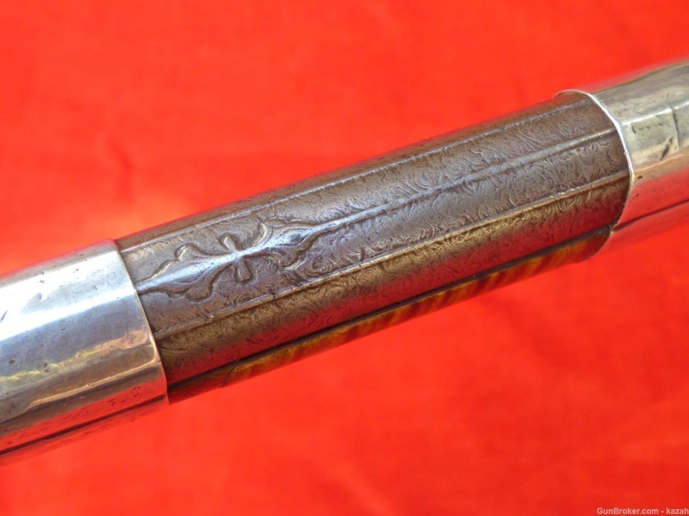FINEST ANTIQUE PERSIAN FLINTLOCK PISTOL DAMASCUS BARREL Middle Eastern -img-12