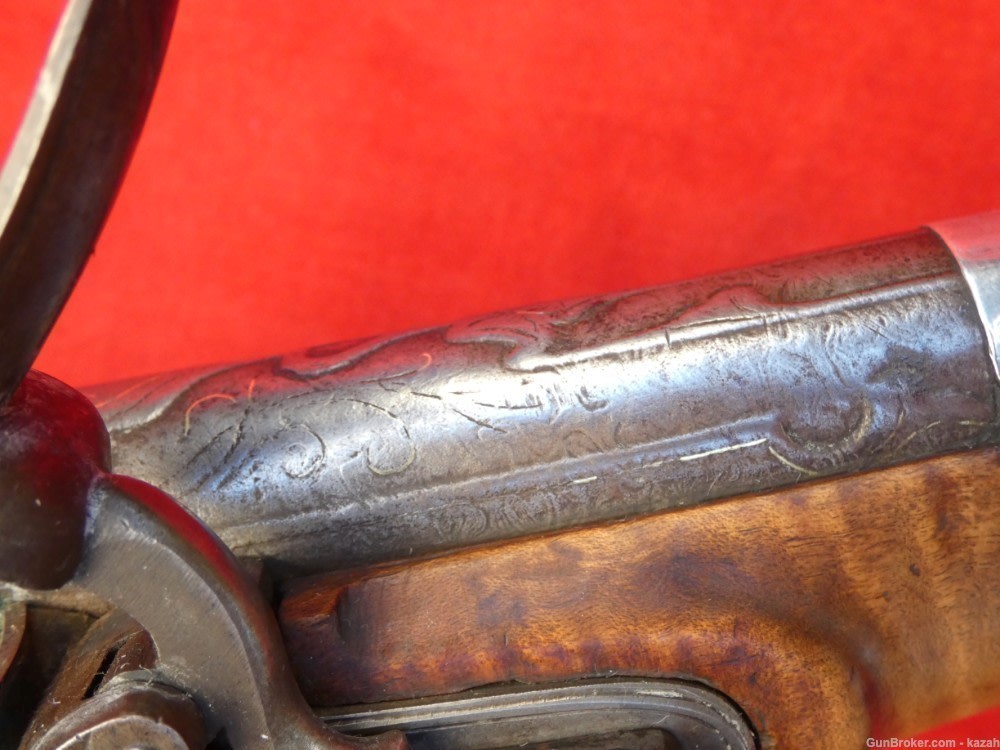 FINEST ANTIQUE PERSIAN FLINTLOCK PISTOL DAMASCUS BARREL Middle Eastern -img-31