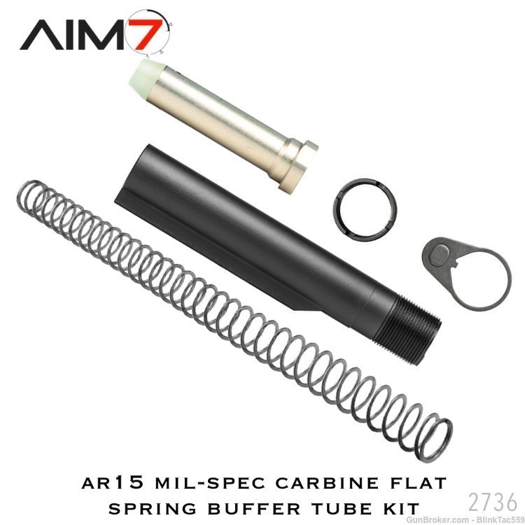 AIM7 AR-15/M16 Enhanced Carbine Flat Wire Buffer Tube Kit Mil-Spec -img-0
