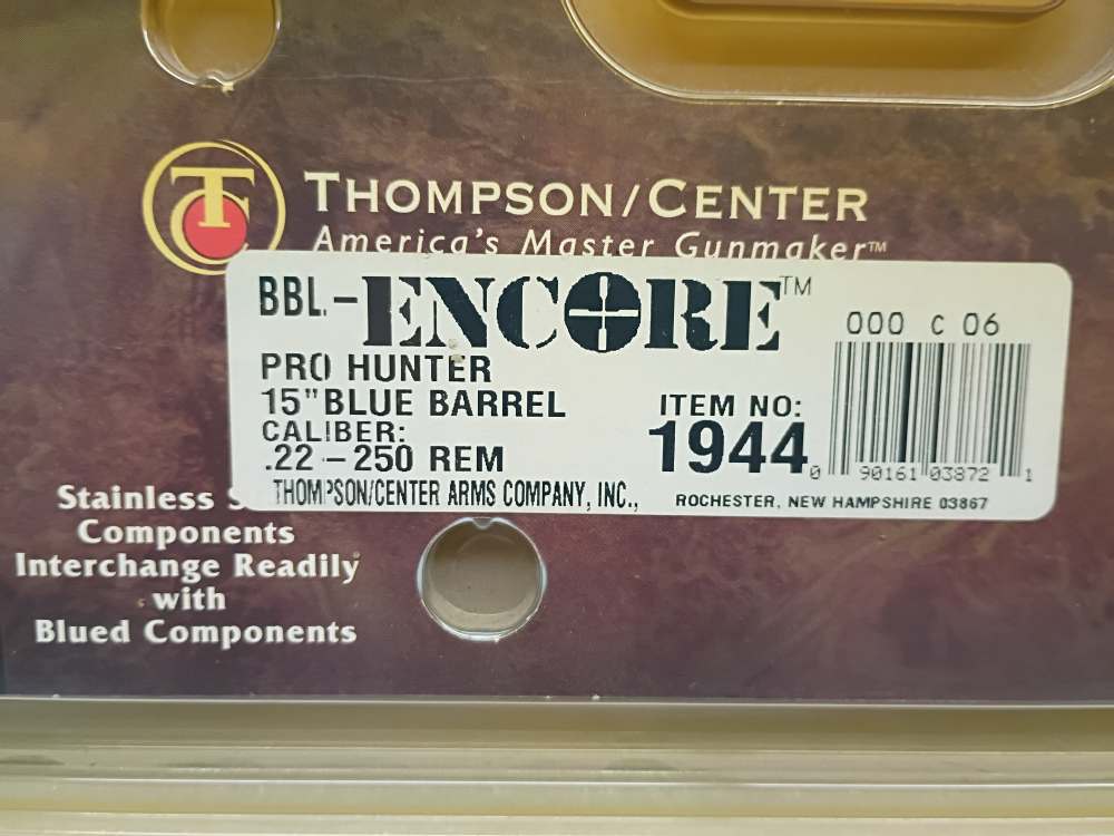 Thompson/Center Encore 15" .22-250 Remington Barrel - NEW OLD STOCK!-img-2