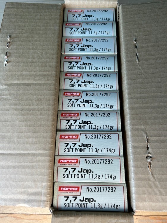 Norma 7.7 Jap 174 Grain GR Soft Point Ten Box 200 Rounds Japanese Newly MFG-img-0