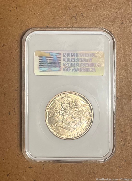 1935 Arkansas Commemorative Half Dollar, Old NGC FATTY Holder MS62-img-1