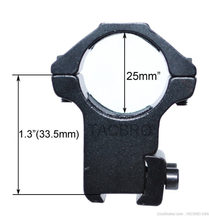 TACBRO Scope Mount 1 Pair 11mm 3/8inch Dovetail 25mm 1" Ring High Profile-img-2