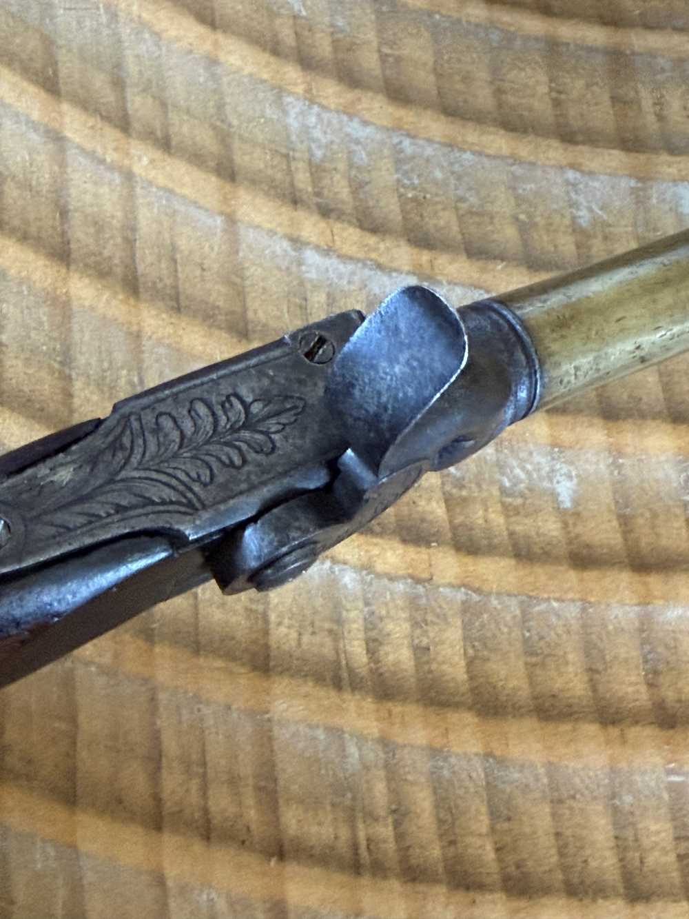 1800’s Brass barrel cap & ball drop down trigger pistol. Nice!!-img-1