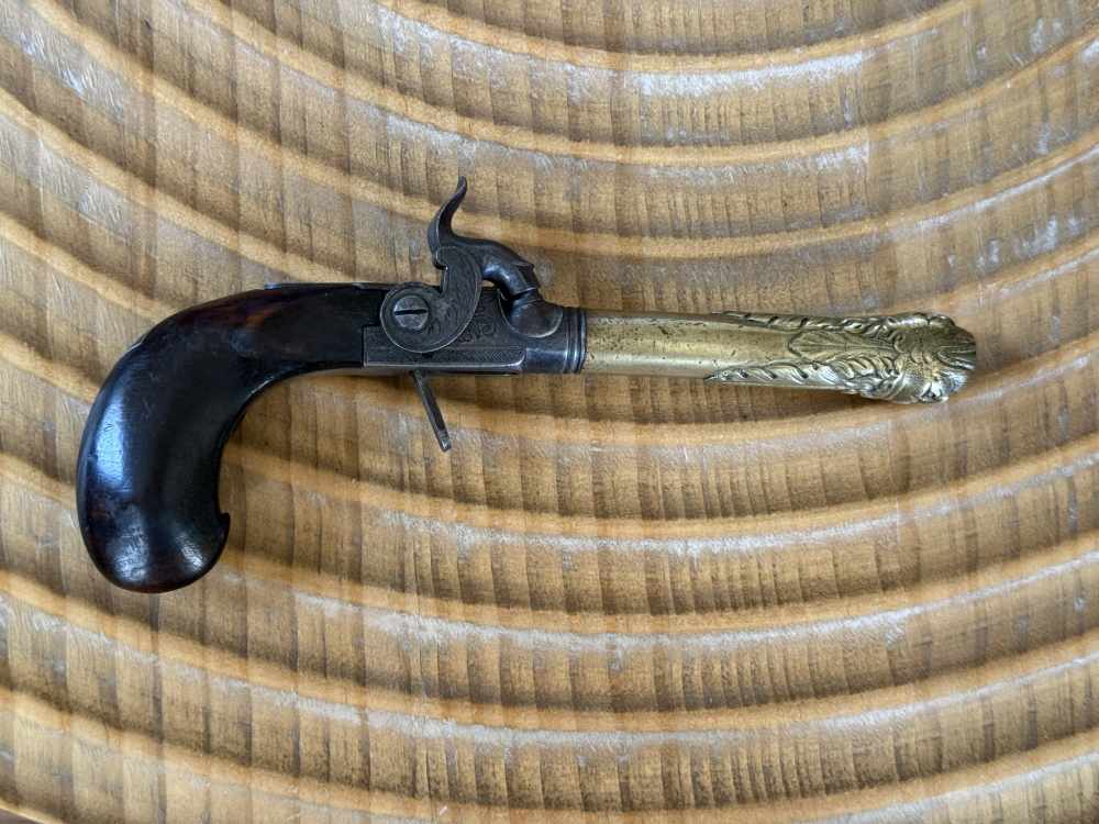 1800’s Brass barrel cap & ball drop down trigger pistol. Nice!!-img-10