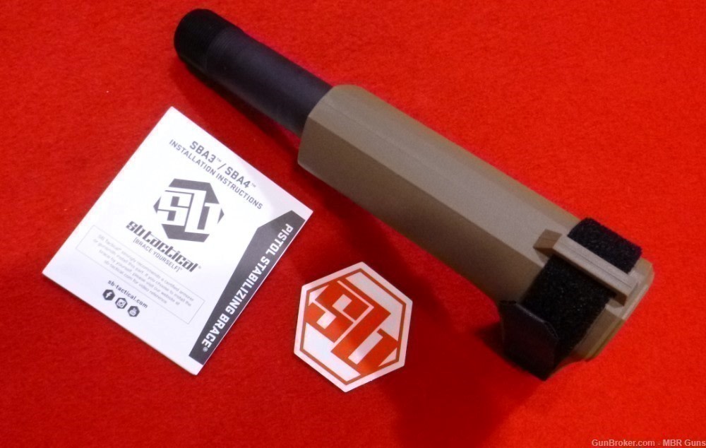 SBA3 SB Tactical AR Pistol Brace w/ Adjustable Buffer Tube FDE SBA3-02-SB-img-3