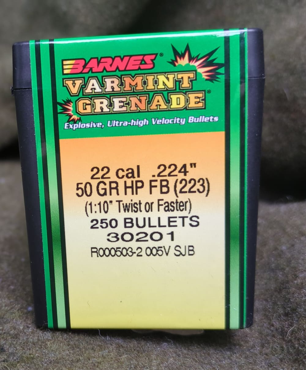 Full Box 250 Rounds Barnes Varmint Grenade 50 Grain 30201 Lead Free-img-0