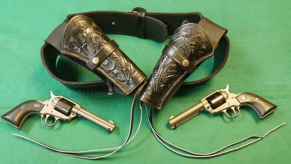 Two Ruger Wranglers w/ Leather Western Rig .22lr 4.62" Barrel-Like New-img-0