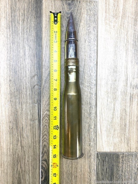US Inert Chromed 37mm WW2 Artillery Cannon Shell Projectile Brass Case NAVY-img-0