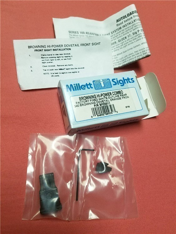 Millett Sights Set Target Combo Browning Hi-Power High BF00011 Orange P-35-img-2