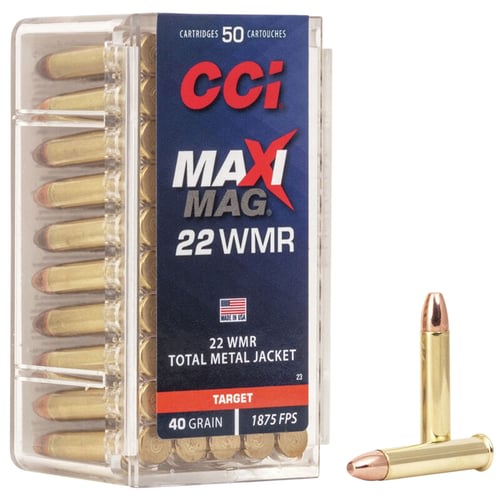 CCI MAXI-MAG 22WMR 40GR FMJ SOLID 1875FPS 50RD 40BX/CS-img-0