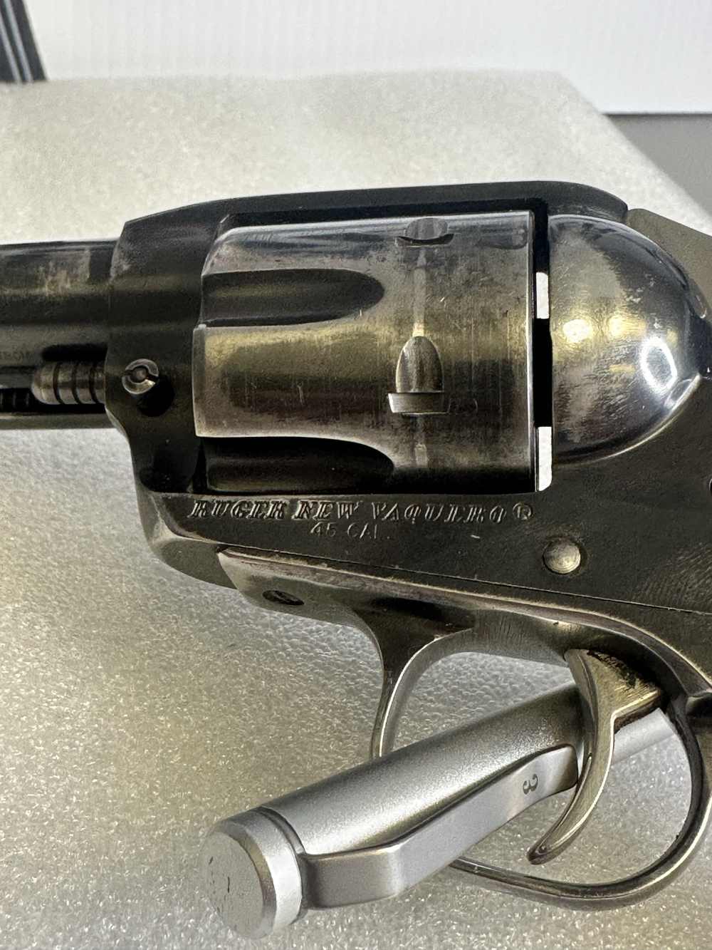 Ruger New Vaquero .45 Colt 5.5" Barrel – Case Hardened – Wood Grips-img-2