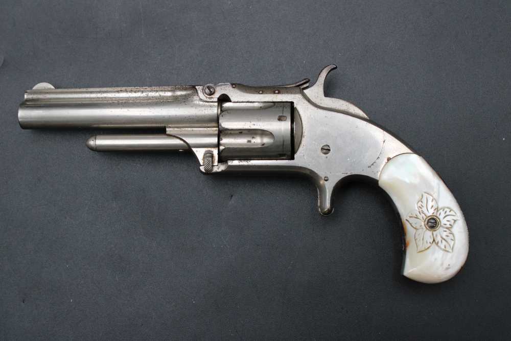 Rare Smith & Wesson Model 1½ .32 Rimfire Tip-Up Revolver Antique Pearl Grip-img-2