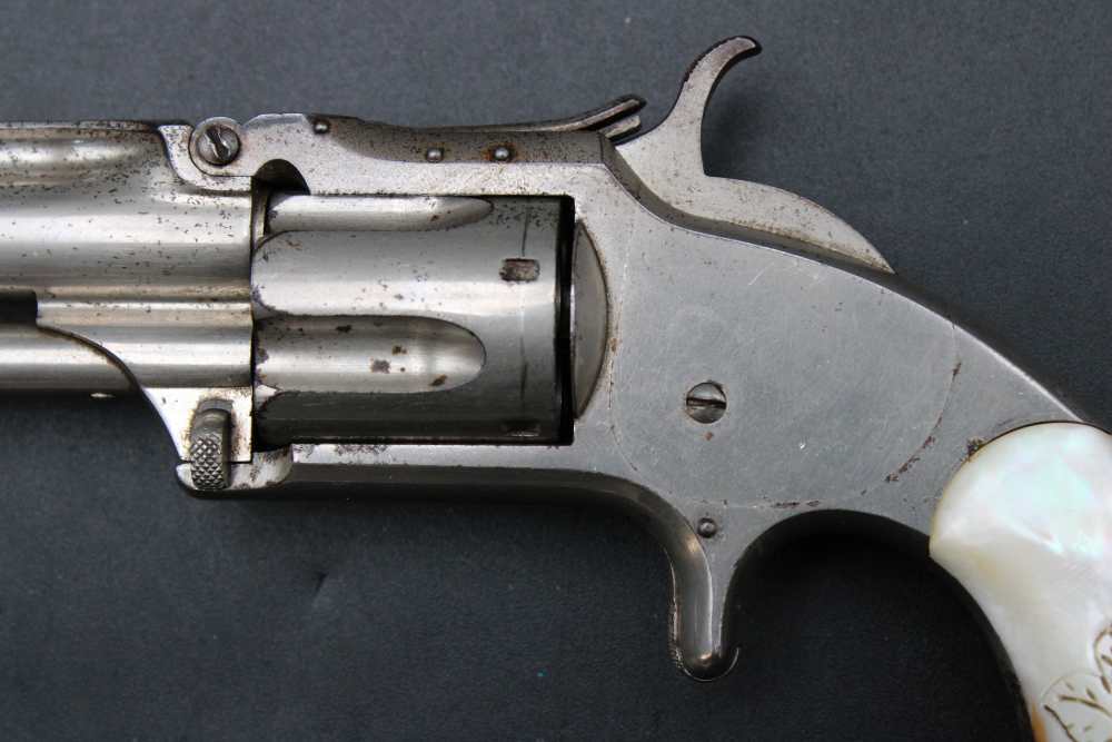 Rare Smith & Wesson Model 1½ .32 Rimfire Tip-Up Revolver Antique Pearl Grip-img-4