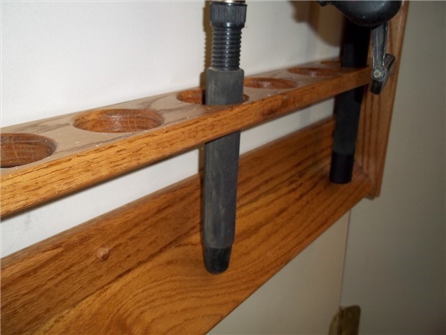 Wallmount Fishing Pole Rack - Golden Oak Finish-img-3