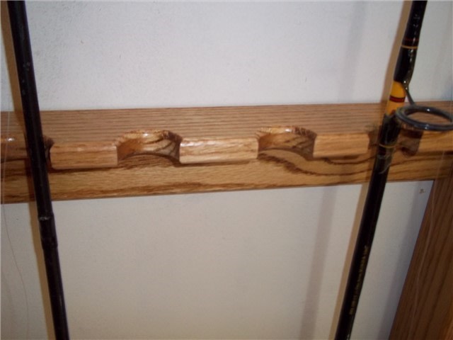 Wallmount Fishing Pole Rack - Golden Oak Finish-img-2