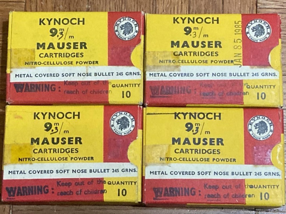 9.3mm Mauser 9.3x57mm 245gr Metal Covered Soft Nose Rifle Ammo 40 rd KYNOCH-img-0