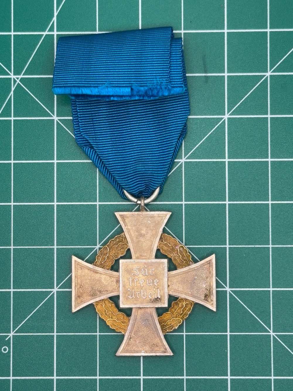 WWII German 50 Year Faithful Service Cross Special Class Blue Ribbon-img-1