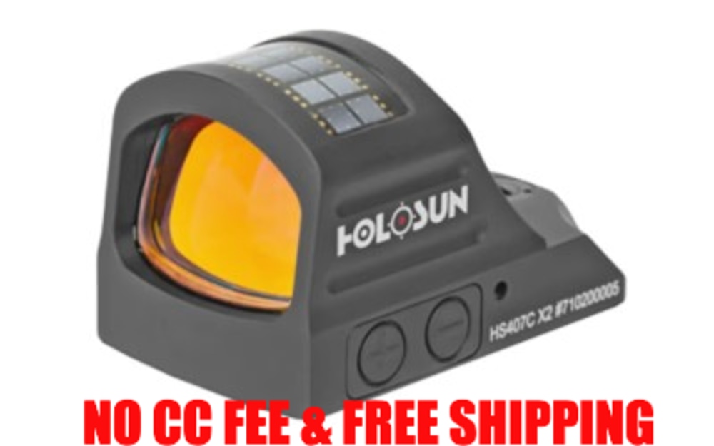 Holosun 407C-X2, Red Dot, 2 MOA, Black, Side Battery, Solar Failsafe-img-0