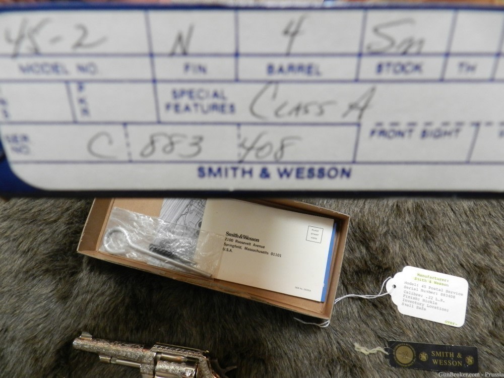 Smith & Wesson Model 45-2 22 Cal 4" Nickel A+ Factory Master Engraved NIB-img-14
