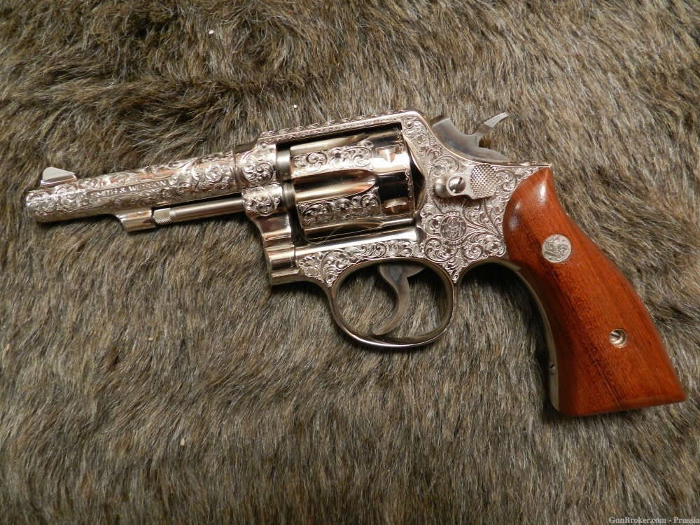Smith & Wesson Model 45-2 22 Cal 4" Nickel A+ Factory Master Engraved NIB-img-0