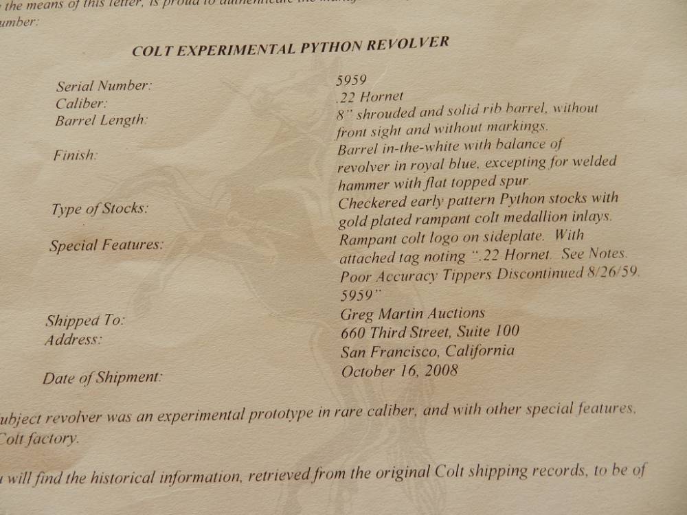 Colt Python EXPERIMENTAL PROTOTYPE 22 Hornet-img-13