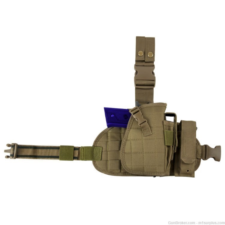 Tactical Tan Thigh Holster for Full Size Ruger P85 P89 P90 P92 P95 Pistol-img-0