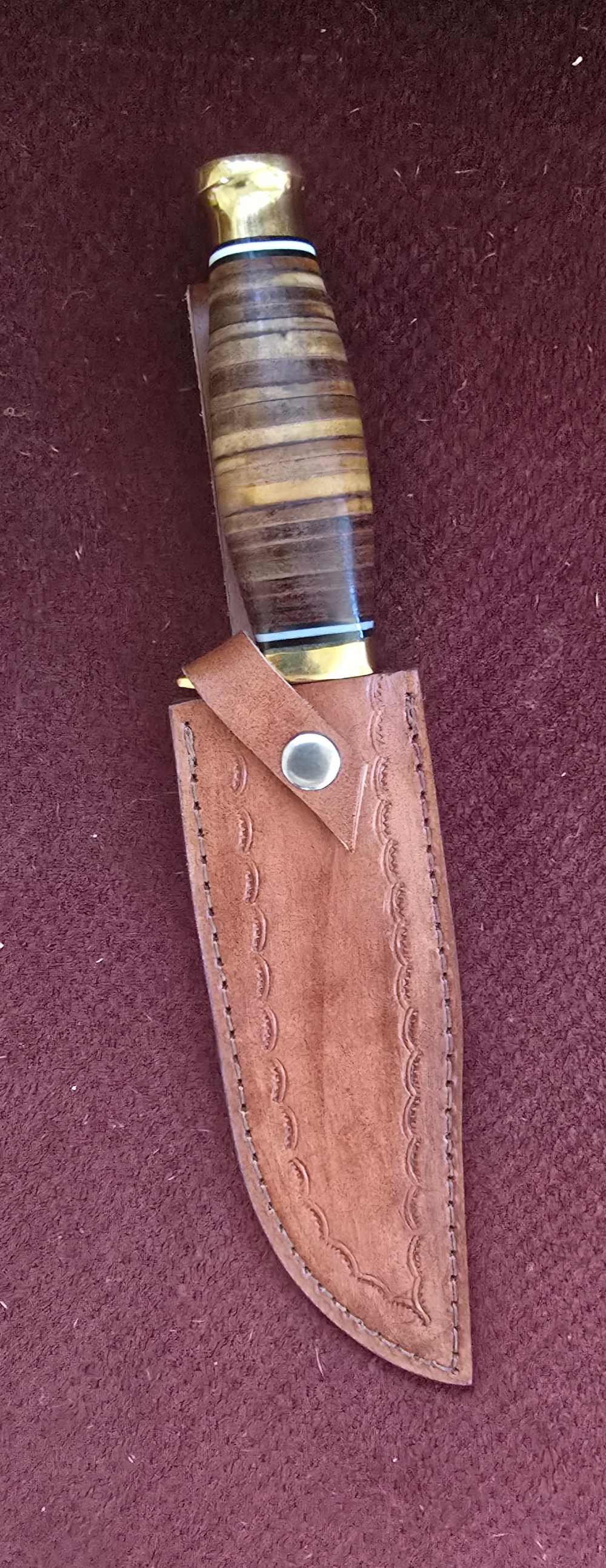 Stainless steel hunting knife with ROSEWOOD handle -img-5