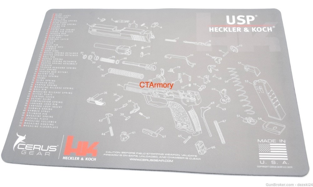 HECKLER & KOCH HK USP BENCH MAT/CLEANING MAT/COUNTER MAT USP9 USP40 USP45-img-1