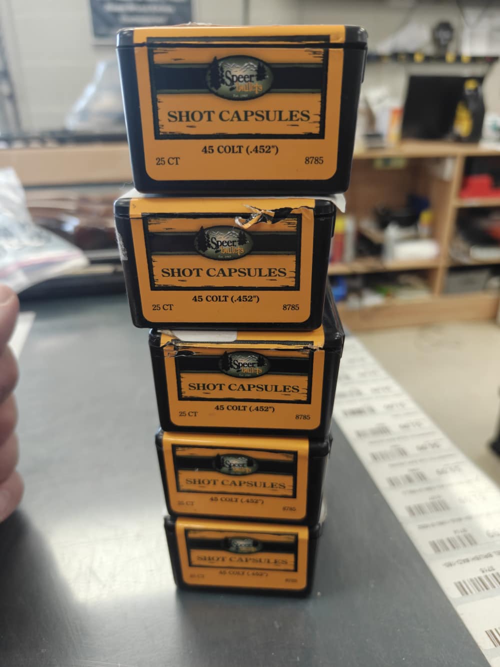 Speer Empty Handgun Shot Capsules & Base Plugs .45 Colt 5x 25/ct 125 Pieces-img-0